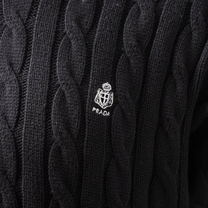 PRADA CABLE KNIT LOGO CREW NECK SWEATER– 1:1 HIGH END