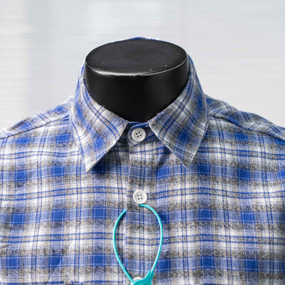 WE11DONE CLASSIC LOGO PLAID BUTTON-UP BLUE SHIRT – 1:1 HIGH END