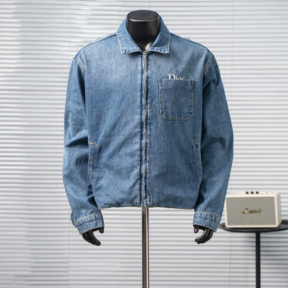 DIOR CD EMBROIDERED POCKET ZIPPER DENIM JACKET– 1:1 HIGH END