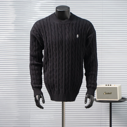 PRADA CABLE KNIT LOGO CREW NECK SWEATER– 1:1 HIGH END