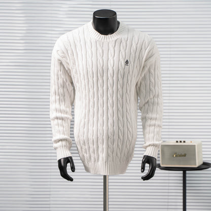 PRADA CABLE KNIT LOGO CREW NECK SWEATER– 1:1 HIGH END