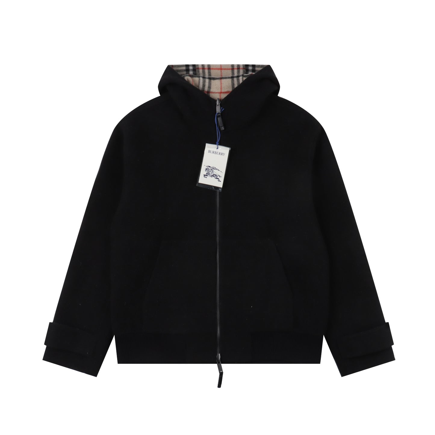 BURBERRY WOOL & LEATHER HOODIE JACKET - SUPER CLONE