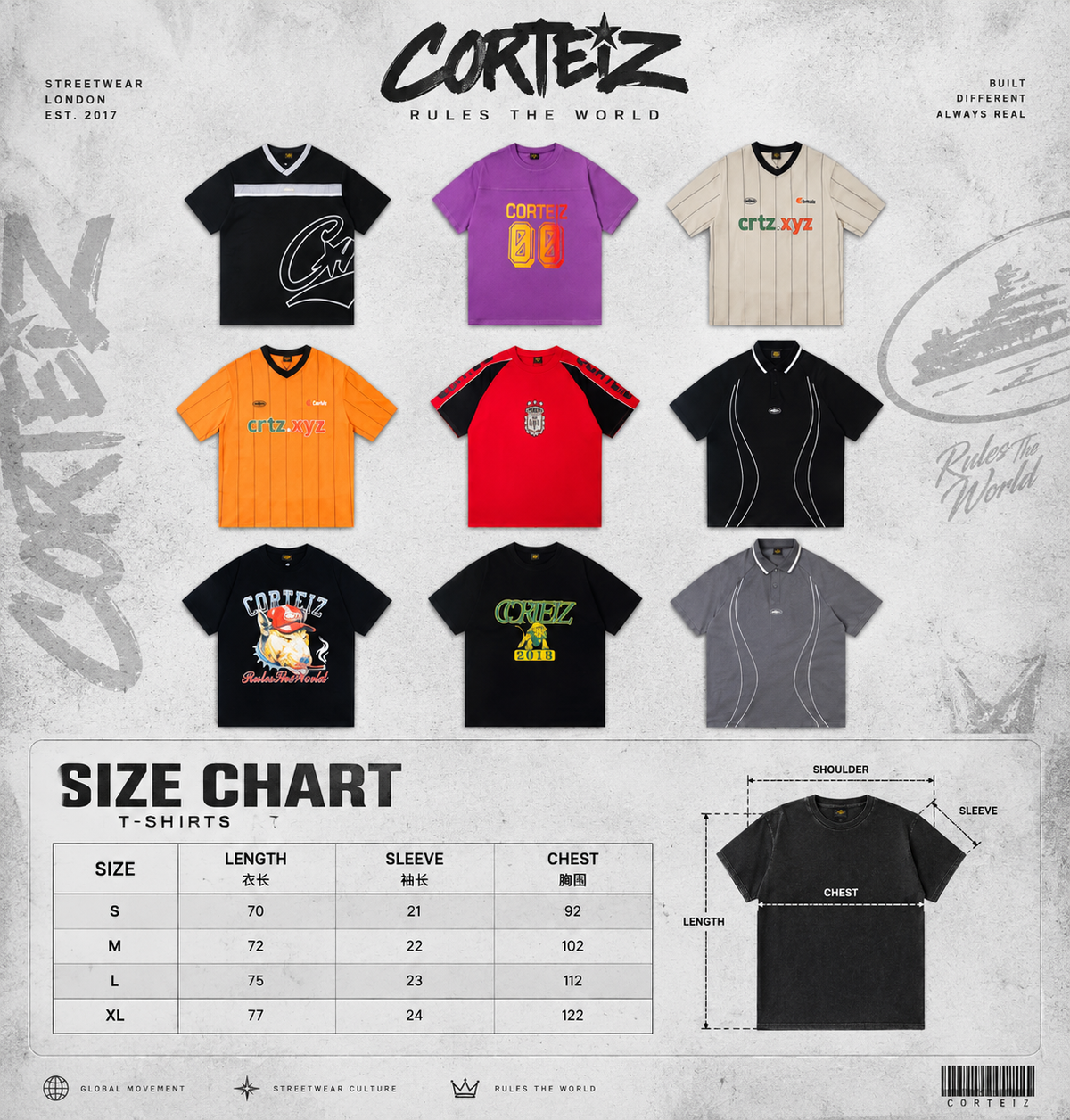 CORTEIZ-STYLE T-SHIRT COLLECTION – MULTIPLE DESIGNS – HIGH QUALITY 1:1