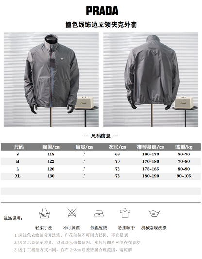 PRADA CONTRAST PIPING STAND COLLAR ZIPPER JACKET– 1:1 HIGH END