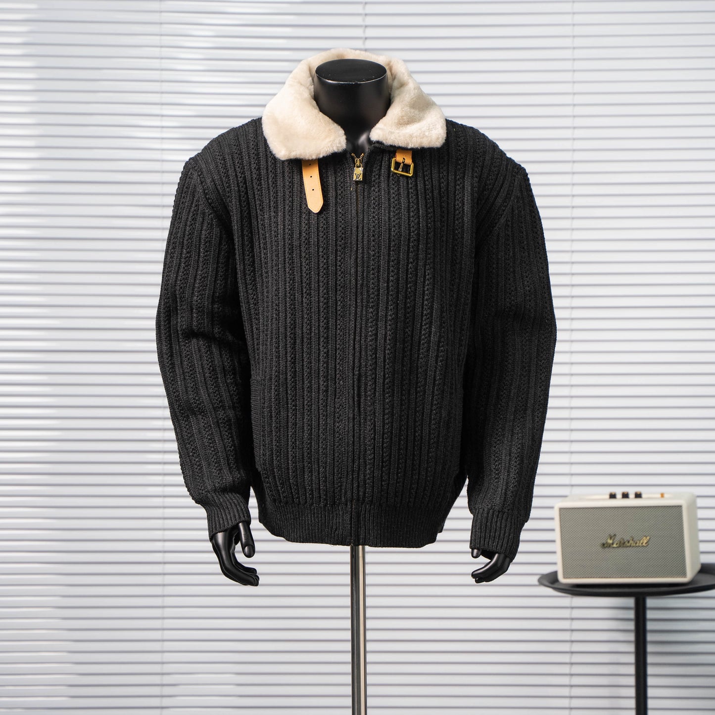 LOUIS VUITTON SHEARLING COLLAR KNIT ZIP JACKET – 1:1 HIGH END