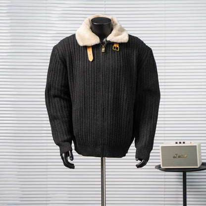 LOUIS VUITTON SHEARLING COLLAR KNIT ZIP JACKET – 1:1 HIGH END
