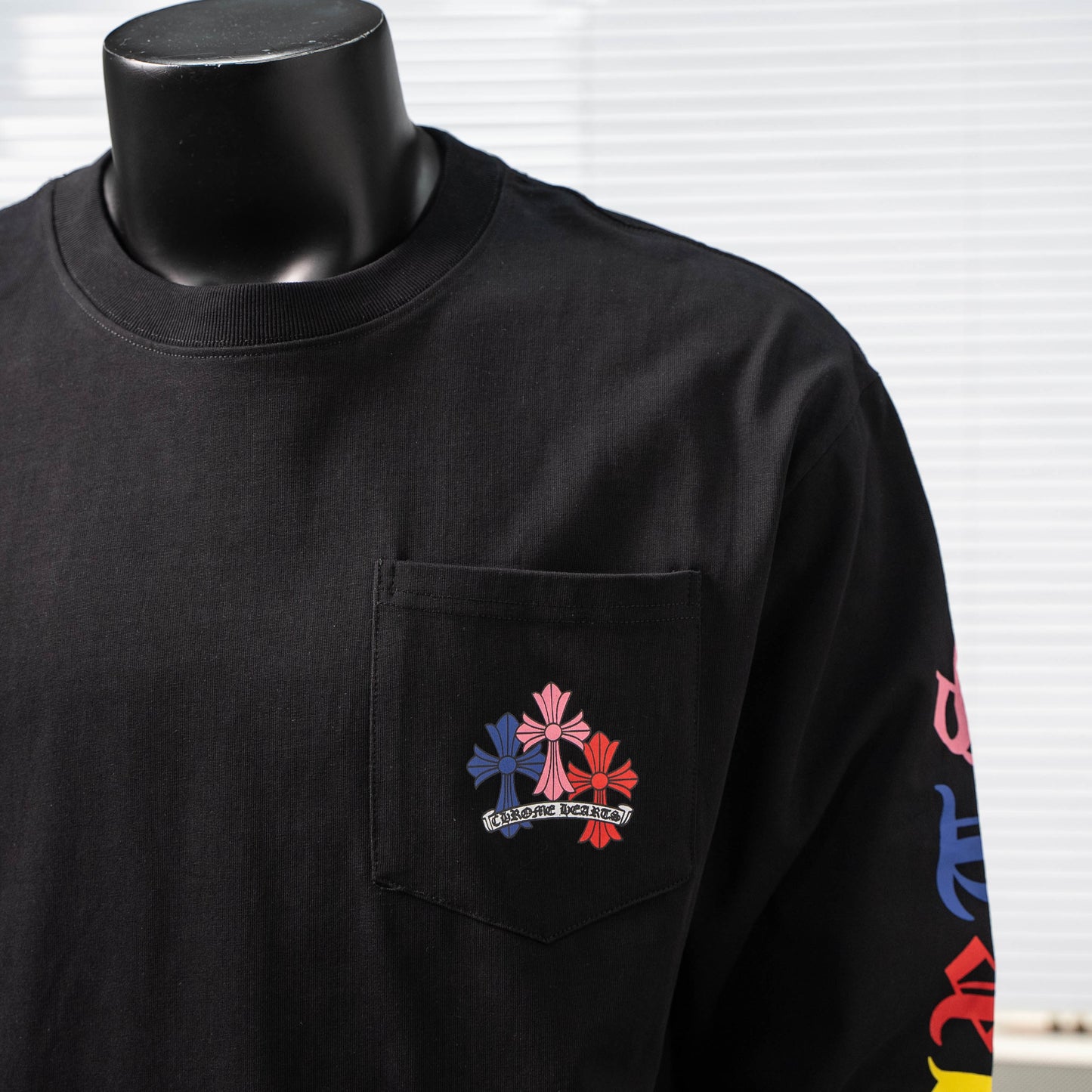 CHROME HEARTS CH MULTI-COLOR CEMETERY CROSS LONG SLEEVE T-SHIRT – 1:1 HIGH END