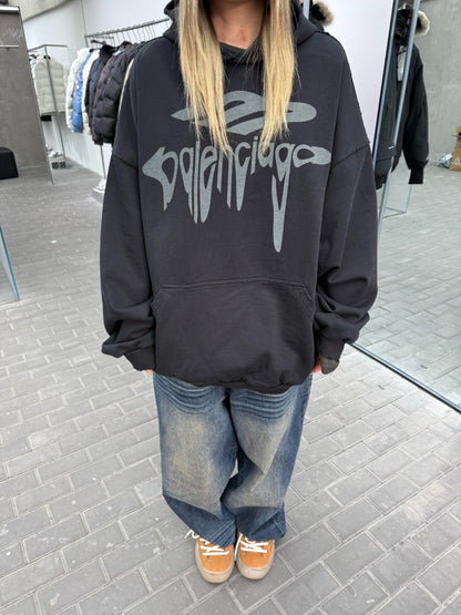BALENCIAGA DISTRESSED LIQUID LOGO HOODIE – 1:1 HIGH END