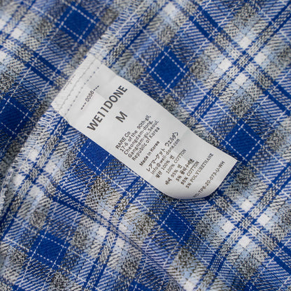 WE11DONE CLASSIC LOGO PLAID BUTTON-UP BLUE SHIRT – 1:1 HIGH END