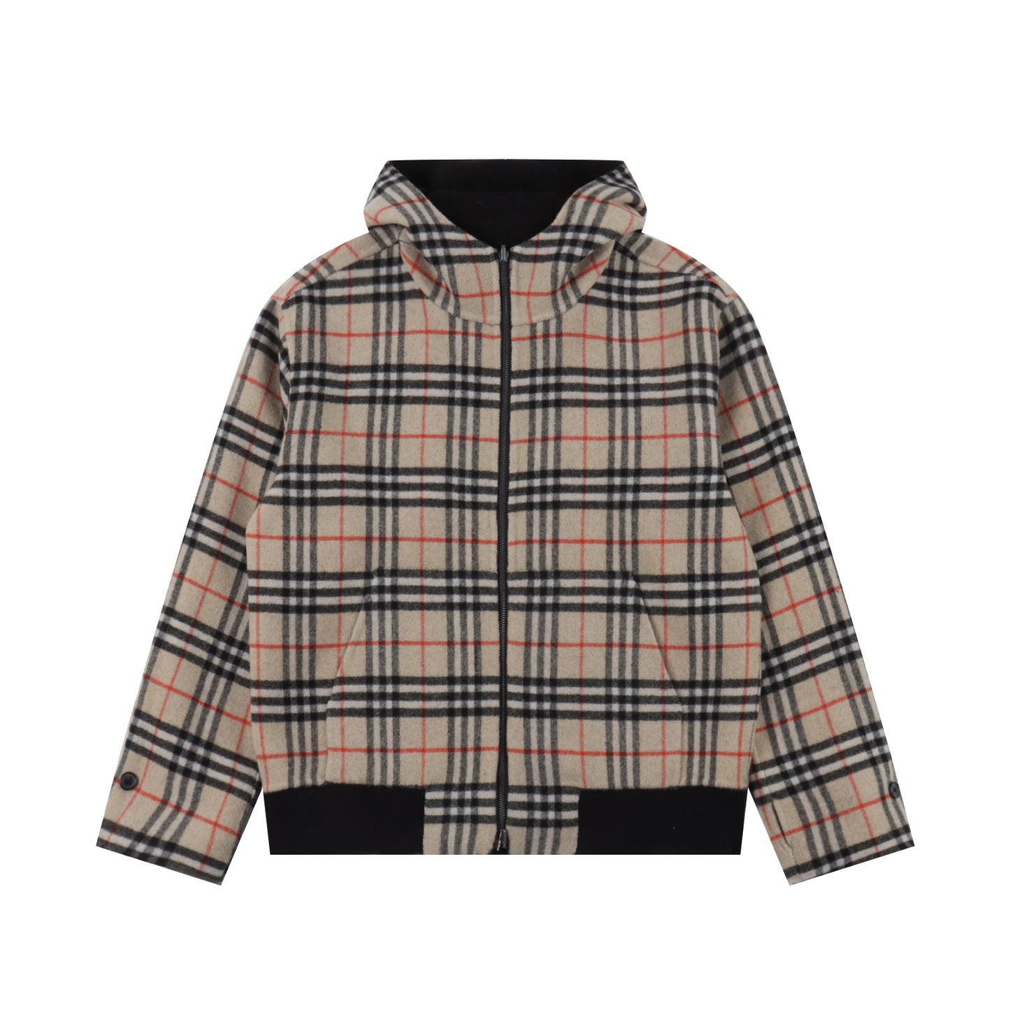 BURBERRY WOOL & LEATHER HOODIE JACKET - SUPER CLONE