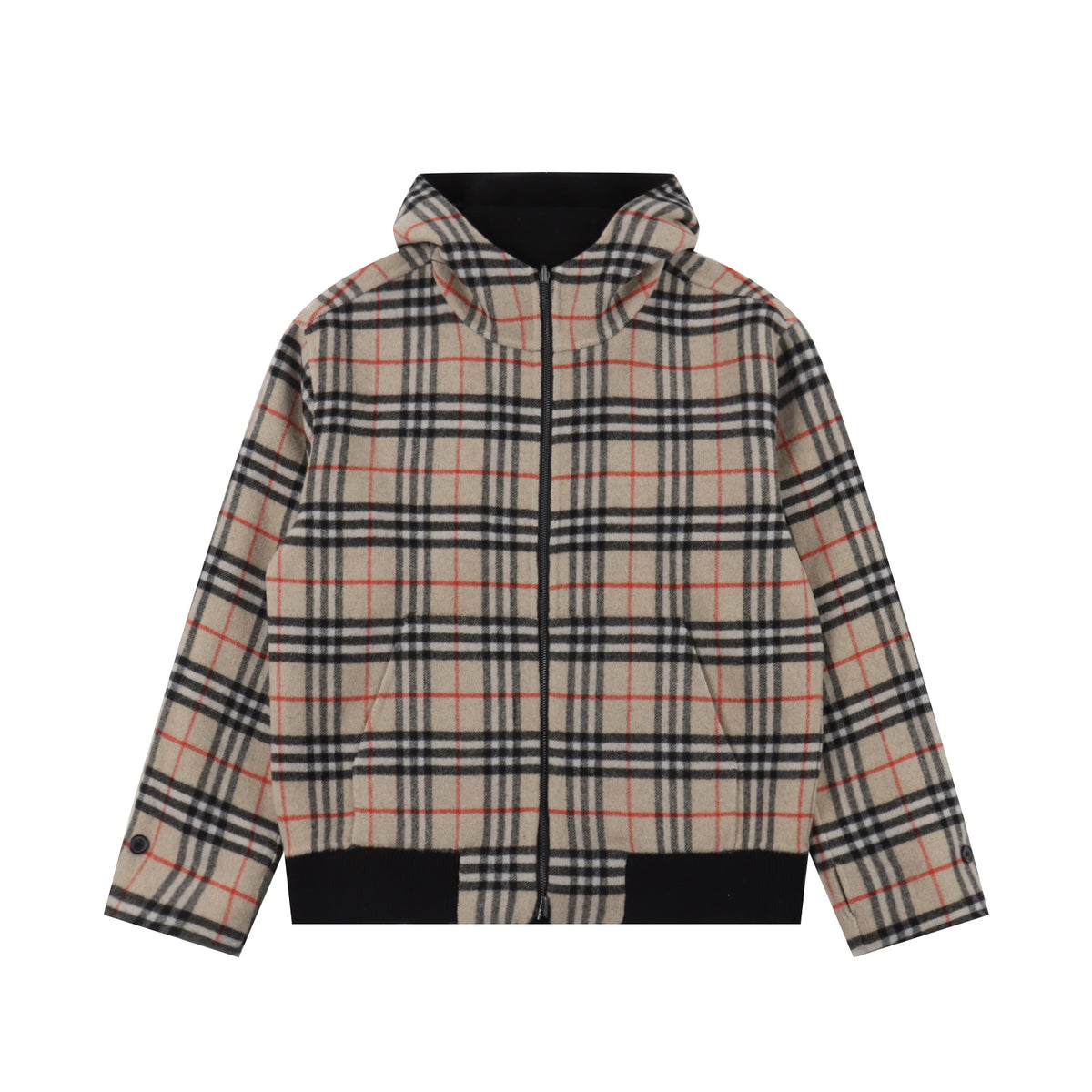 BURBERRY WOOL & LEATHER HOODIE JACKET - SUPER CLONE