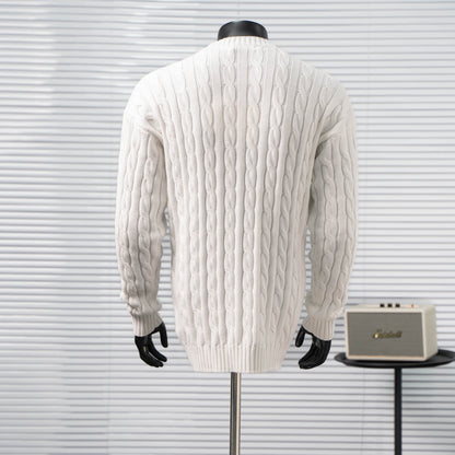 PRADA CABLE KNIT LOGO CREW NECK SWEATER– 1:1 HIGH END