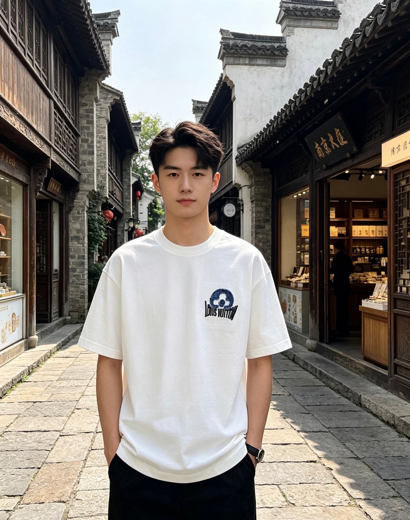 LOUIS VUITTON T-SHIRT - SCHWARZ / WEIß - SUPER CLONE 260g