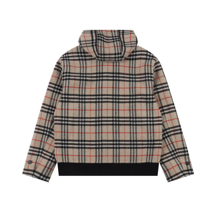 BURBERRY WOOL & LEATHER HOODIE JACKET - SUPER CLONE