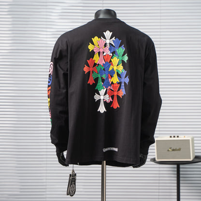CHROME HEARTS CH MULTI-COLOR CEMETERY CROSS LONG SLEEVE T-SHIRT – 1:1 HIGH END