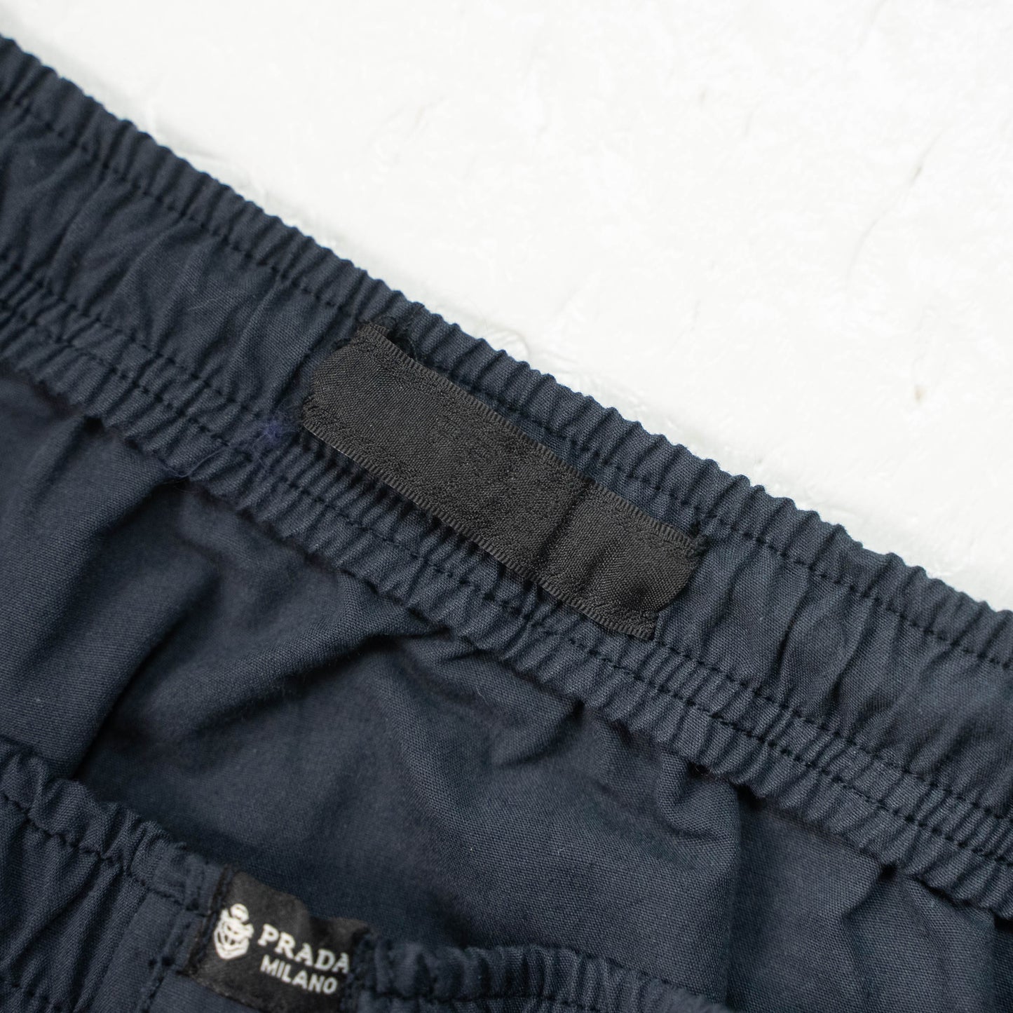 PRADA TWO-TONE LETTER LOGO LINEN-COTTON CASUAL TRACK PANTS – 1:1 HIGH END