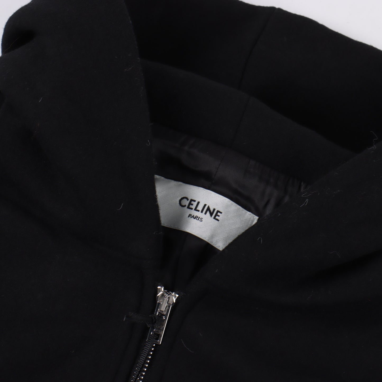 CELINE WOOL & LEATHER HOODIE JACKET - SUPER CLONE