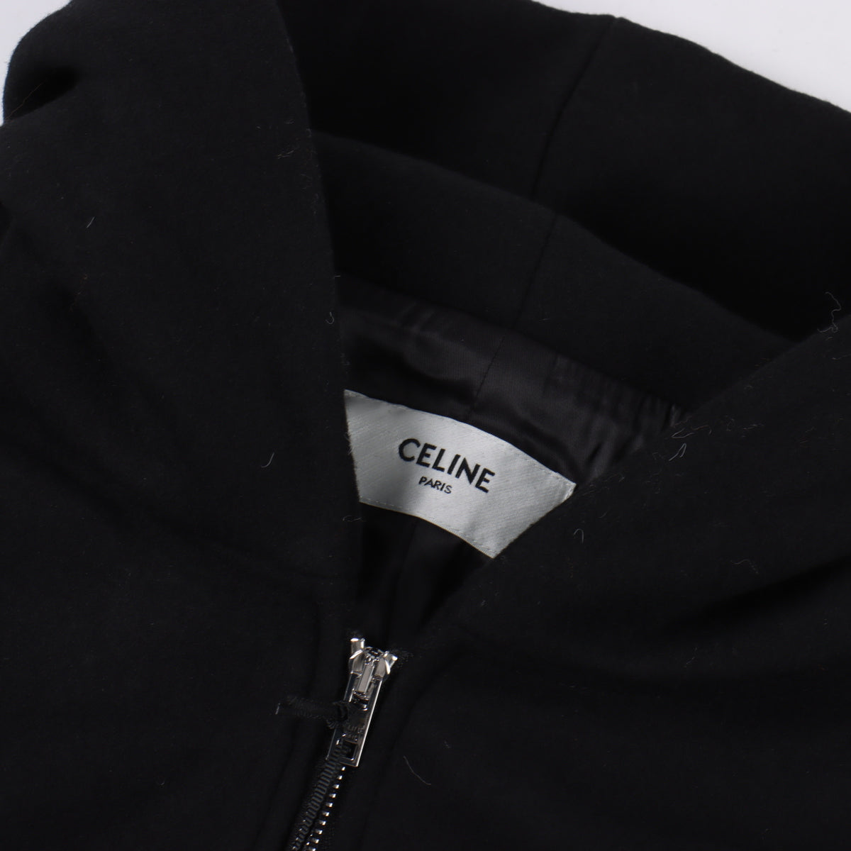 CELINE WOOL & LEATHER HOODIE JACKET - SUPER CLONE