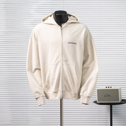 BALENCIAGA EMBROIDERED LOGO ZIP HOODIE – 1:1 HIGH END