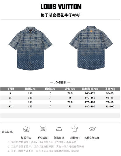 LOUIS VUITTON MONOGRAM DENIM SET – Shirt + Shorts – Blue Vintage Wash – 1:1 HIGH END
