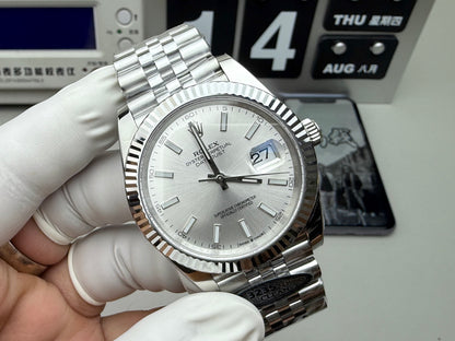 Rolex Datejust 41 mm, cadran gris, lunette plate - SUPER CLONE - MOUVEMENT SUISSE - Bracelet Jubilee