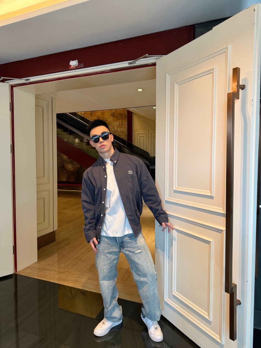 MIU MIU EMBROIDERED LOGO SNAP-BUTTON CASUAL JACKET– 1:1 HIGH END