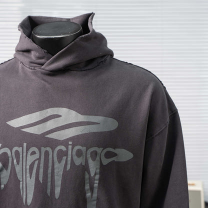 BALENCIAGA DISTRESSED LIQUID LOGO HOODIE – 1:1 HIGH END