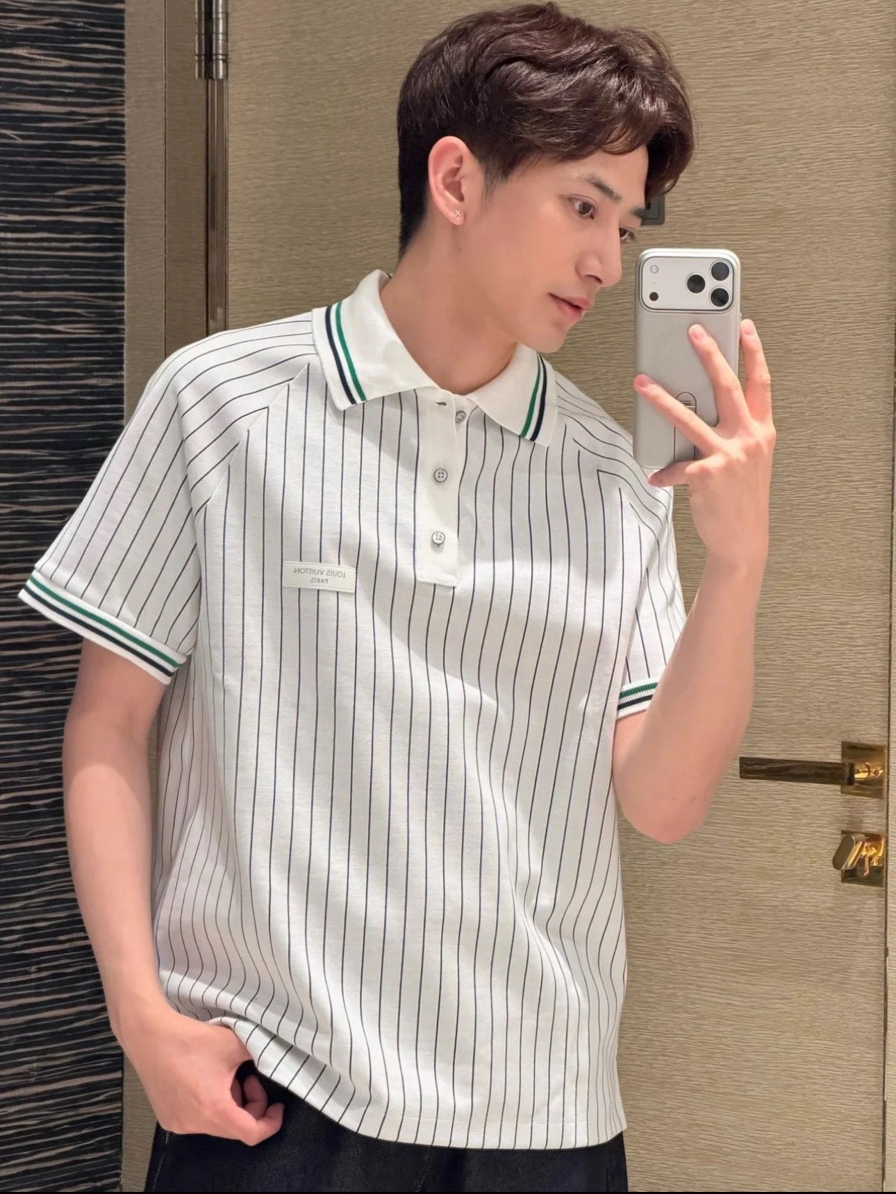 LOUIS VUITTON STRIPED KNIT SHORT-SLEEVE POLO SHIRT – 1:1 HIGH END