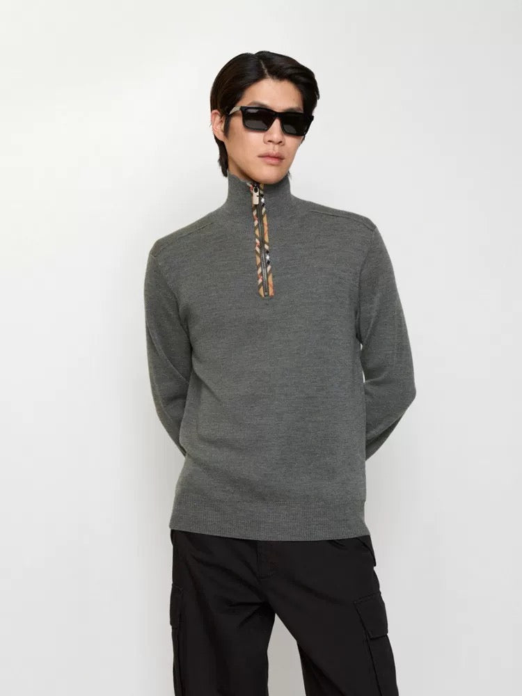 BURBERRY BBR CHECK ZIP KNIT SWEATER – 1:1 HIGH END