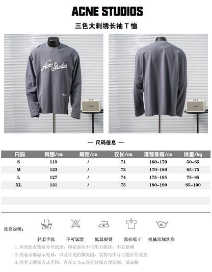 ACNE STUDIOS EMBROIDERED LOGO LONG SLEEVE T-SHIRT – 1:1 HIGH END