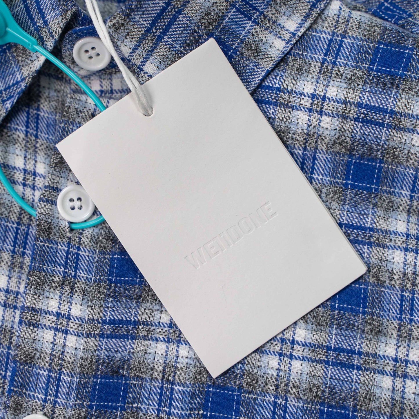 WE11DONE CLASSIC LOGO PLAID BUTTON-UP BLUE SHIRT – 1:1 HIGH END