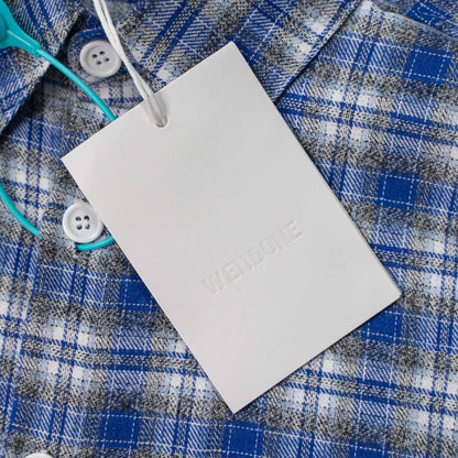 WE11DONE CLASSIC LOGO PLAID BUTTON-UP BLUE SHIRT – 1:1 HIGH END