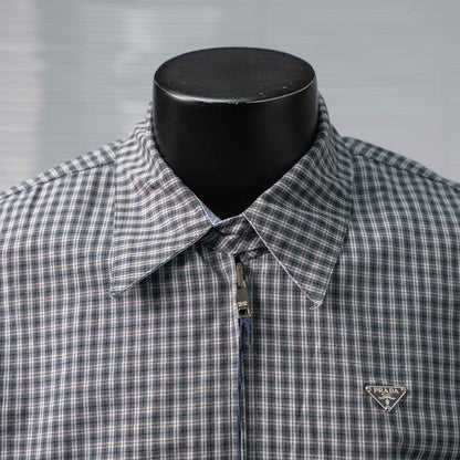 PRADA TRIANGLE LOGO CHECK REVERSIBLE COLLAR JACKET – 1:1 HIGH END