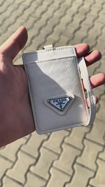 PRADA Neck Cardholder / Ausweisetui – Weiß / Schwarz