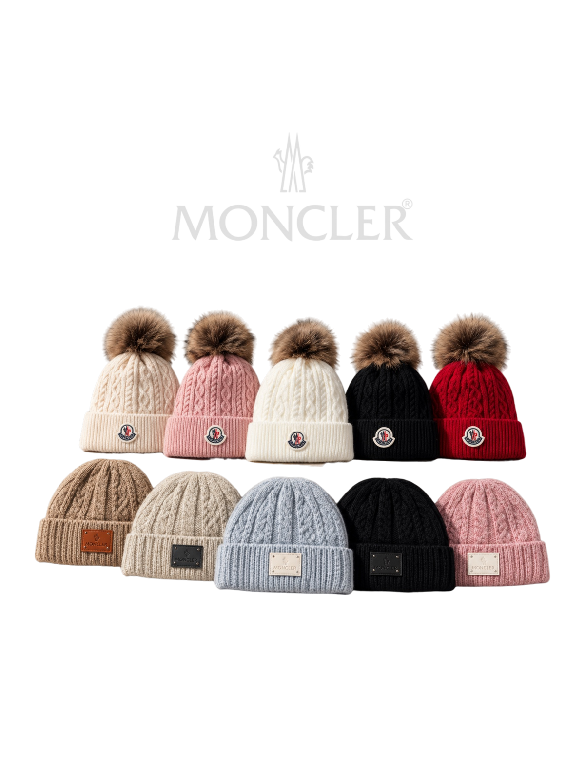 MONCLER-STYLE KNIT BEANIE – WITH & WITHOUT POM-POM – HIGH QUALITY 1:1