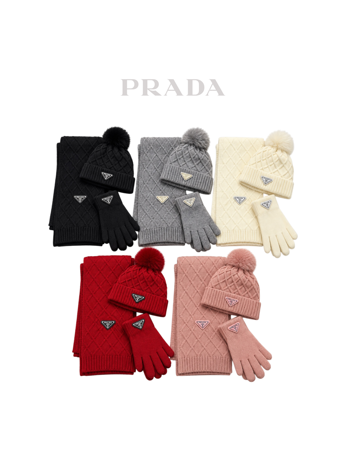 PRADA WINTER ACCESSORY SET – MÜTZE, SCHAL & HANDSCHUHE - 1:1 HIGH END